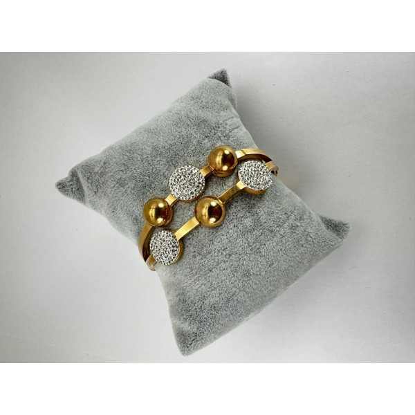 Bronz Yuvarlak Taşlı Bileklik